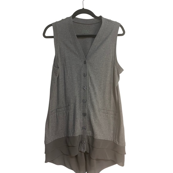 Logo Lori Goldstein, Sweater Vest, Grey, Women's L - Picture 1 of 6